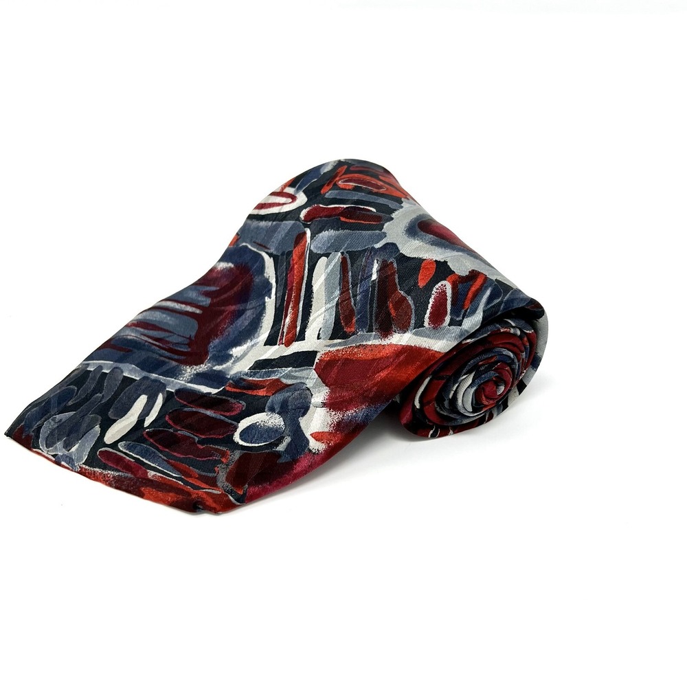 Ferrar Tie Multicolor Abstract 100% Silk Handmade Vintage Long Men's Necktie